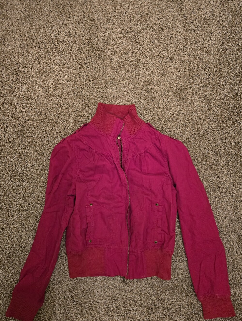 Women’s Red Denim Bomber Jacket - Forever 21